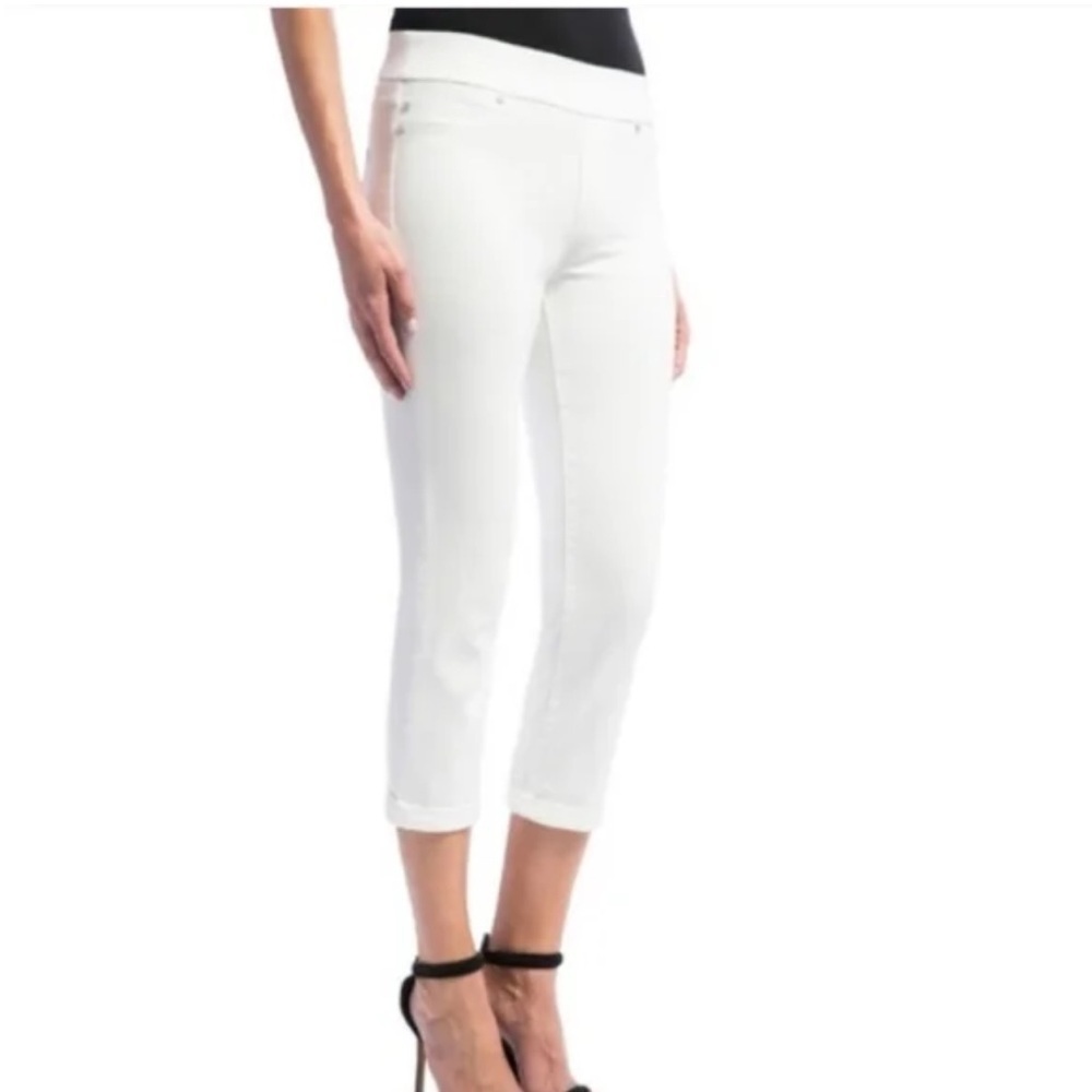 NWT Liverpool Los Angeles The Crop Pull-On Rolled Cuff Jeans white